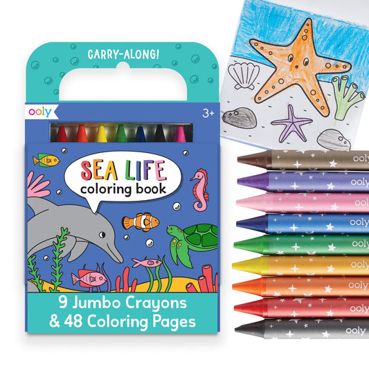 Ooly Travel Art Kit with nine jumbo crayons for on-the-go creativity.