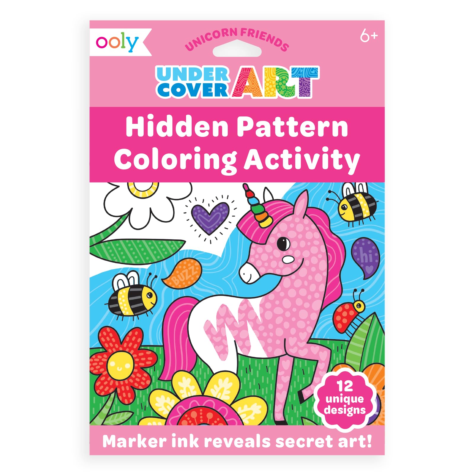 Ooly Undercover Art hidden unicorn pattern card for travel coloring.