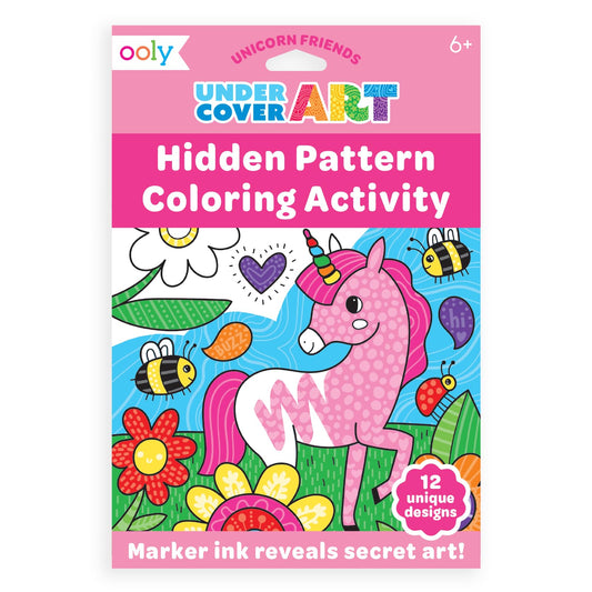 Ooly Undercover Art hidden unicorn pattern card for travel coloring.