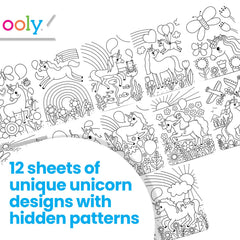Ooly unicorn reveal pattern card offering calm, focused coloring sessions.