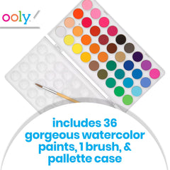 OOLY watercolor pods kit shows a brush included for easy painting sessions