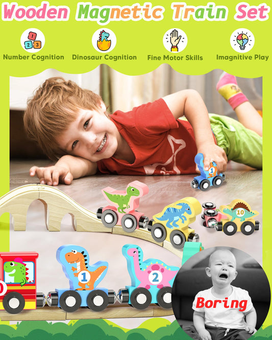 Oomloid dinosaur train car-0 magnetic piece encourages imaginative, screen-free play
