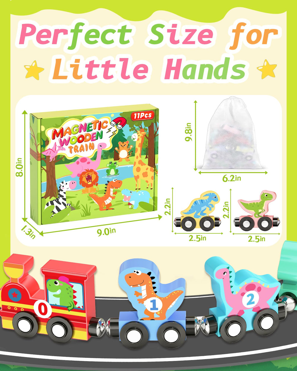 Oomloid dinosaur train car-4 durable wood invites long-lasting sensory exploration