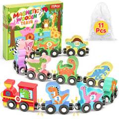 Oomloid dinosaur train engine magnetic set promotes hands-on play and coordination
