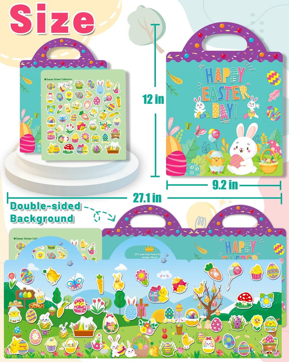 Gift-ready Oomloid Easter sticker book packaging ideal for Easter baskets