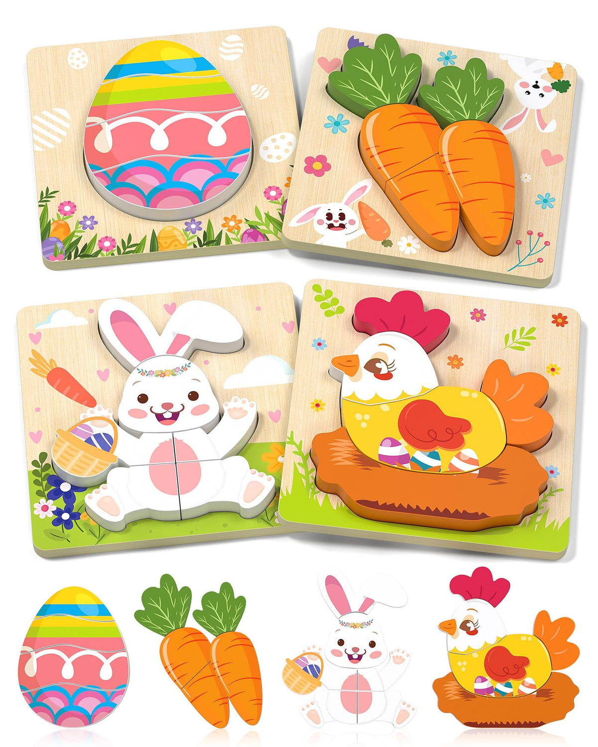 Oomloid Easter rabbit puzzle design boosts hand-eye coordination for toddlers