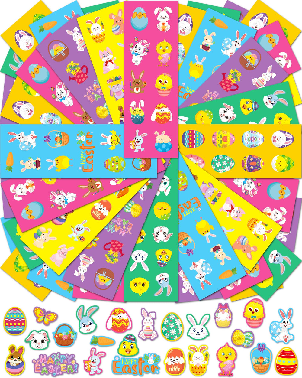 Oomloid Easter stickers featuring bunnies for kids' egg decorating.