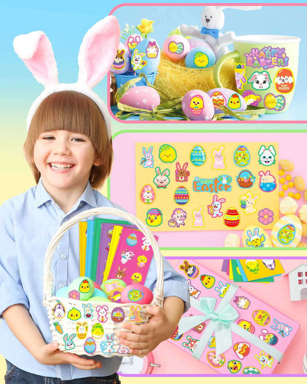 Oomloid Easter stickers with eggs for cards and scrapbooking.
