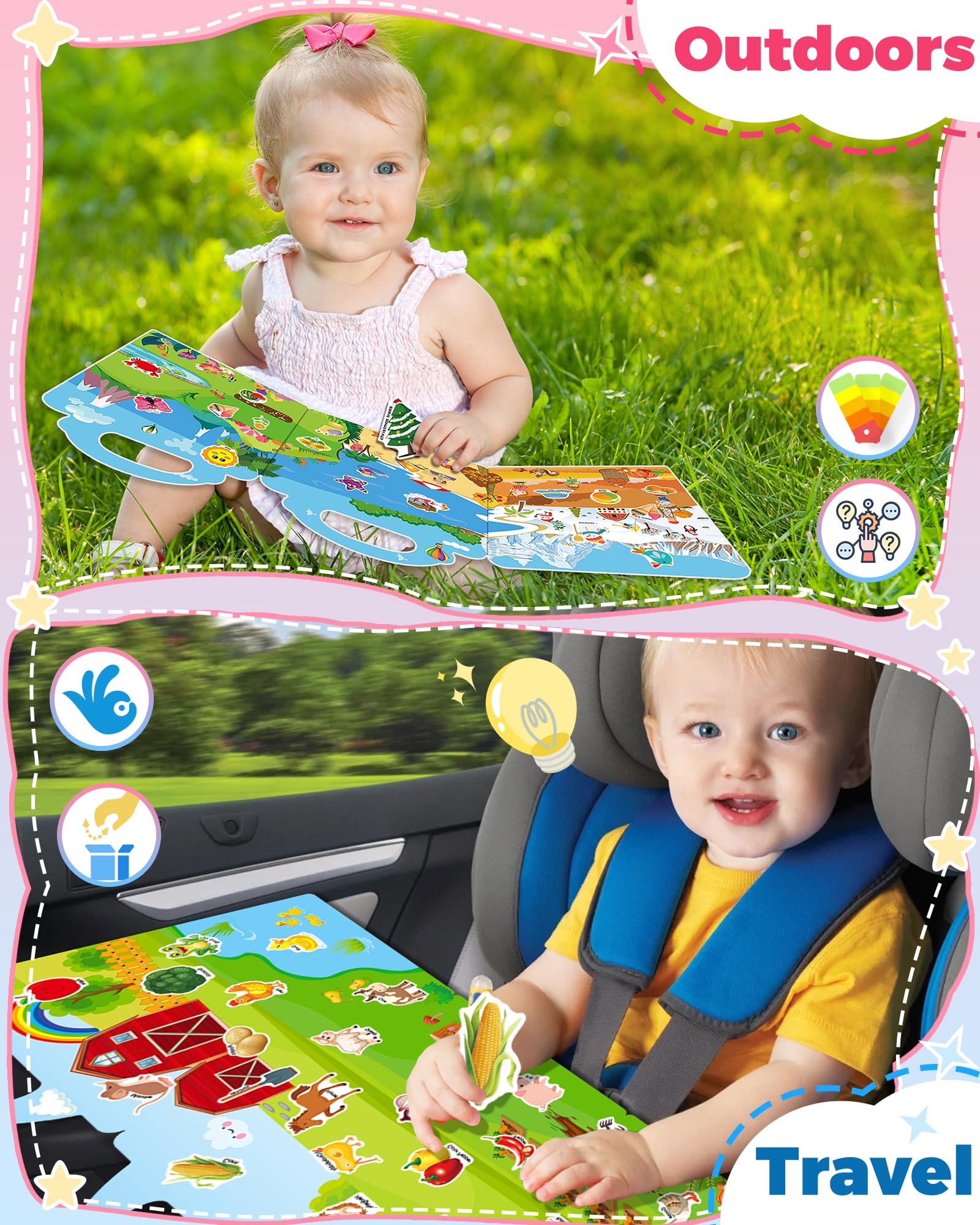 Oomloid fairy tale sticker book scene sparks storytelling with reusable stickers.