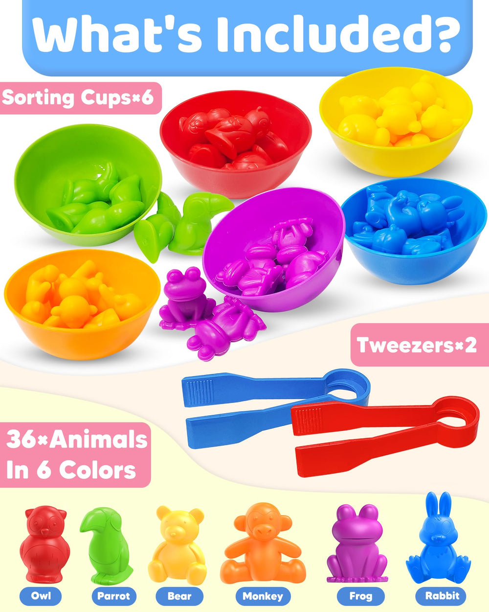 Oomloid rainbow sorting bowls aiding color matching and organization.