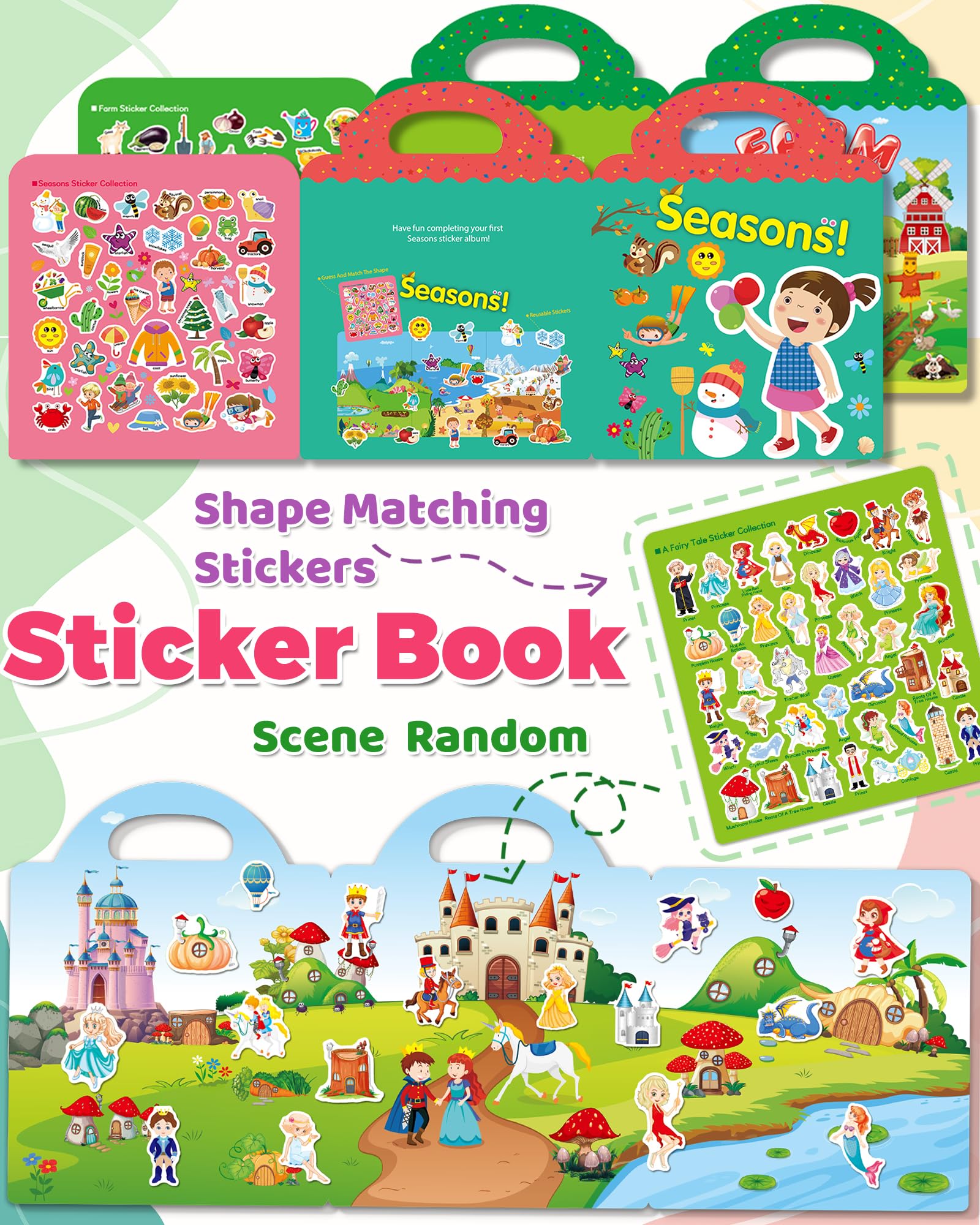 Oomloid seasons sticker book scene inspires color recognition and seasonal play.