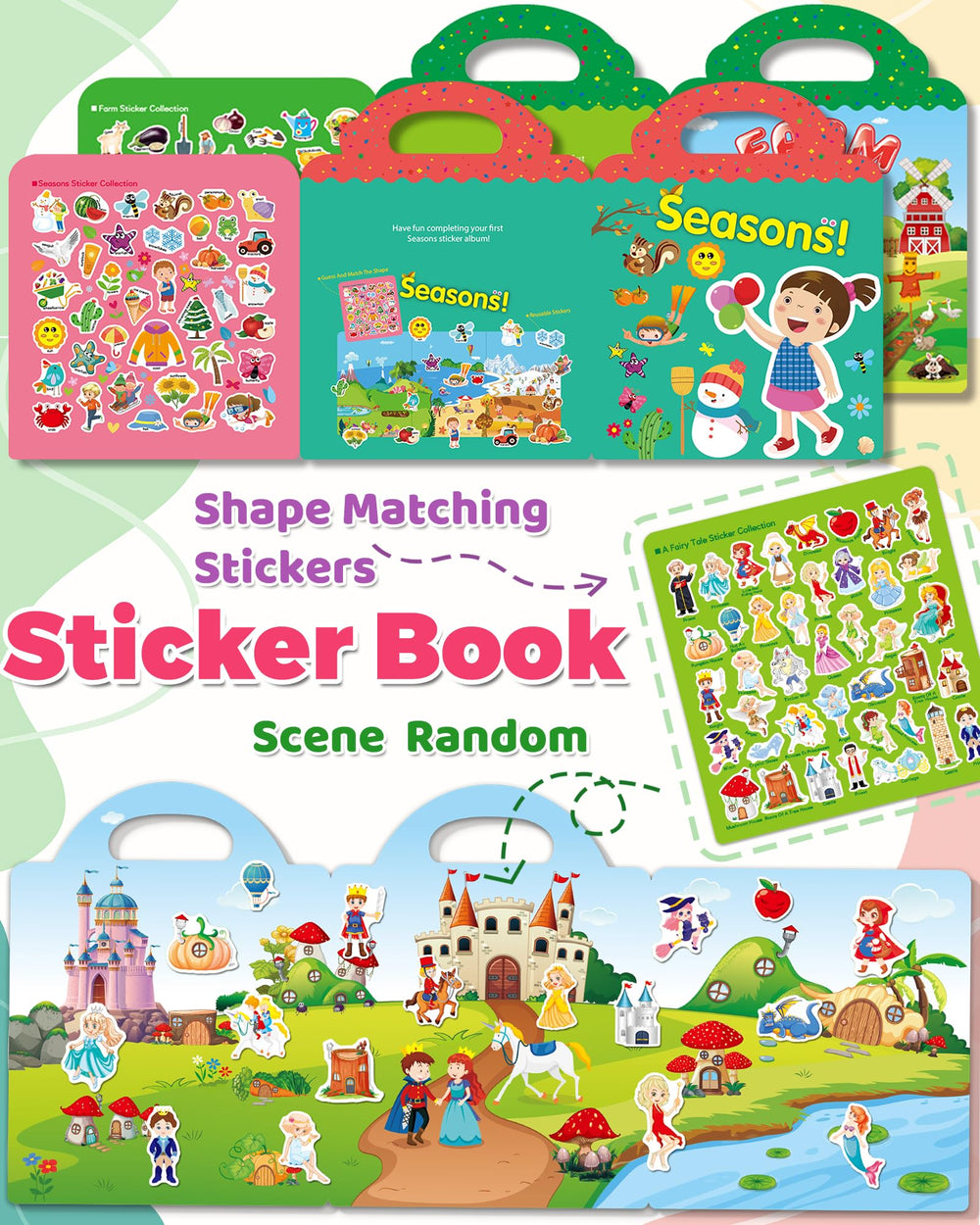 Oomloid seasons sticker book scene inspires color recognition and seasonal play.