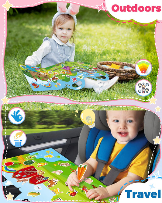 Oomloid toddler sticker book with dinosaurs theme; enhances fine motor play.