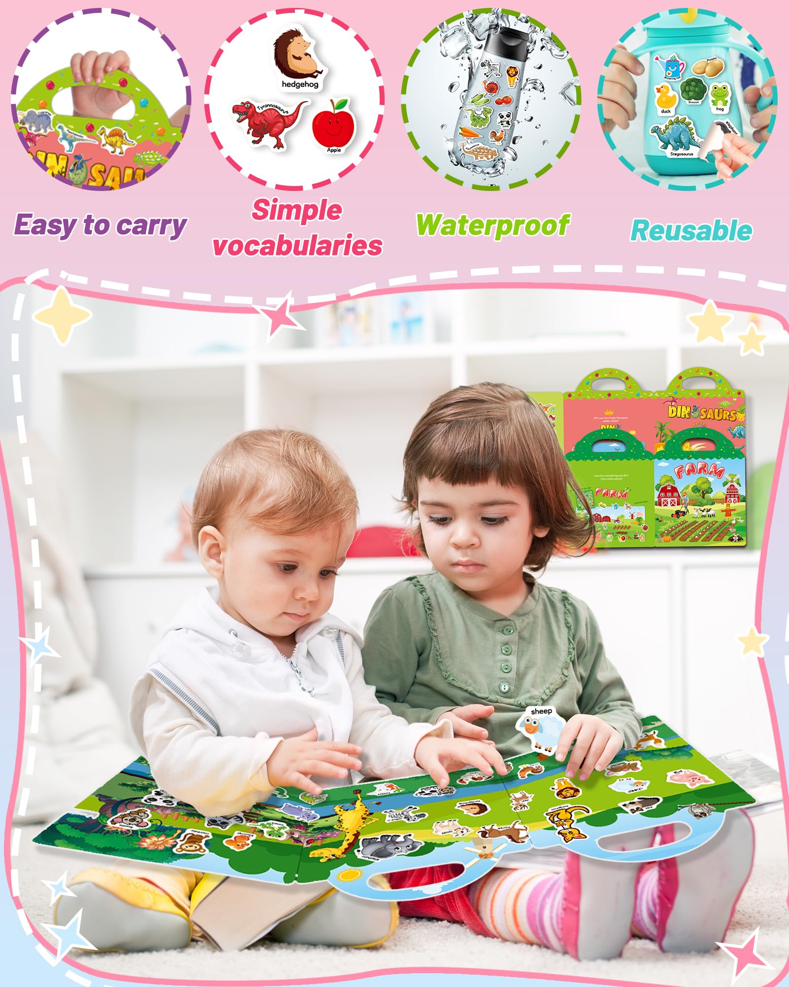 Oomloid toddler sticker book gift set; perfect for birthdays and holidays.