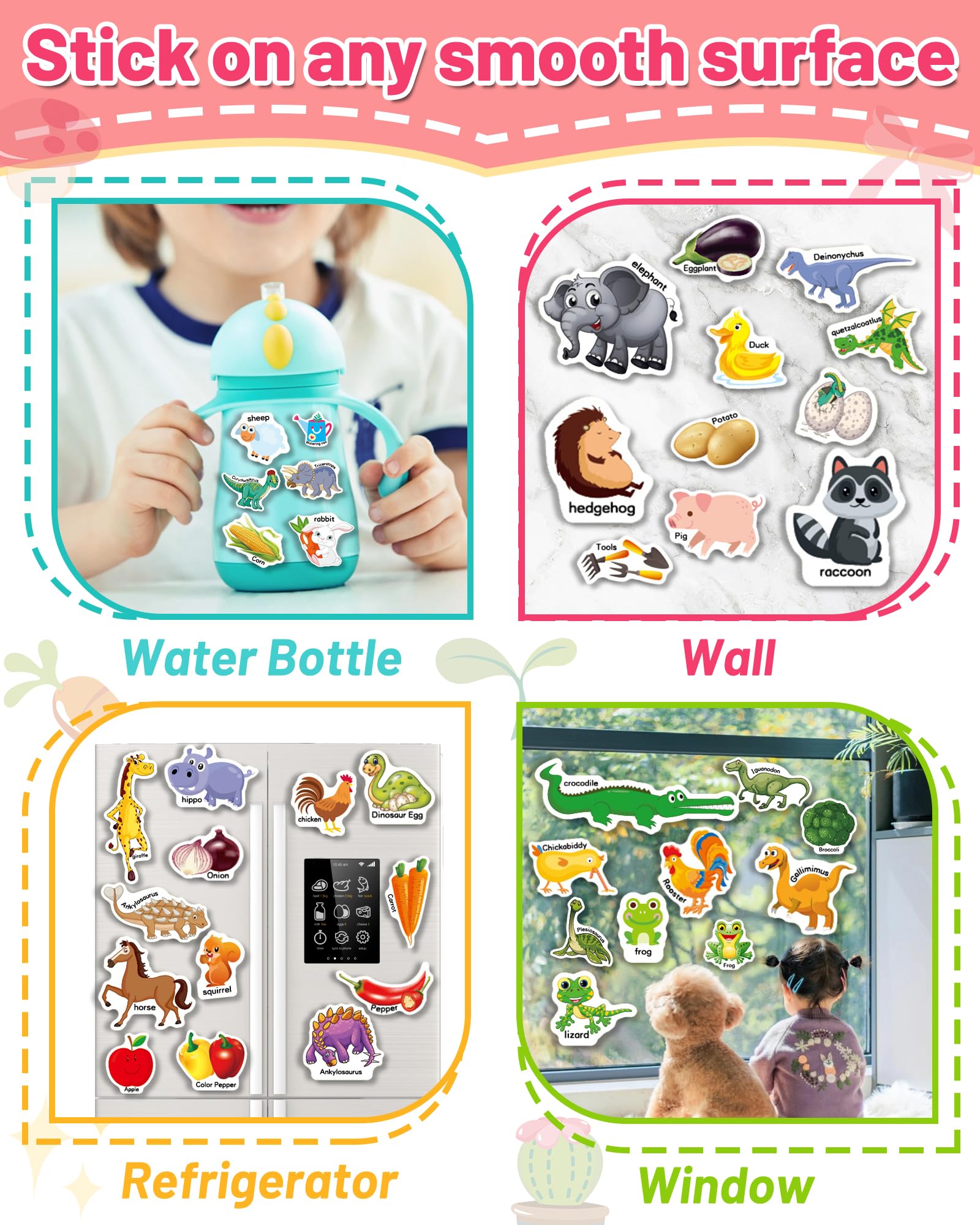 Oomloid toddler sticker book open scene showing versatile stickers for imaginative play.