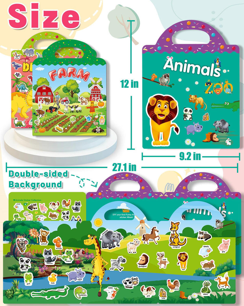 Oomloid toddler sticker book portable handle design for easy carry.