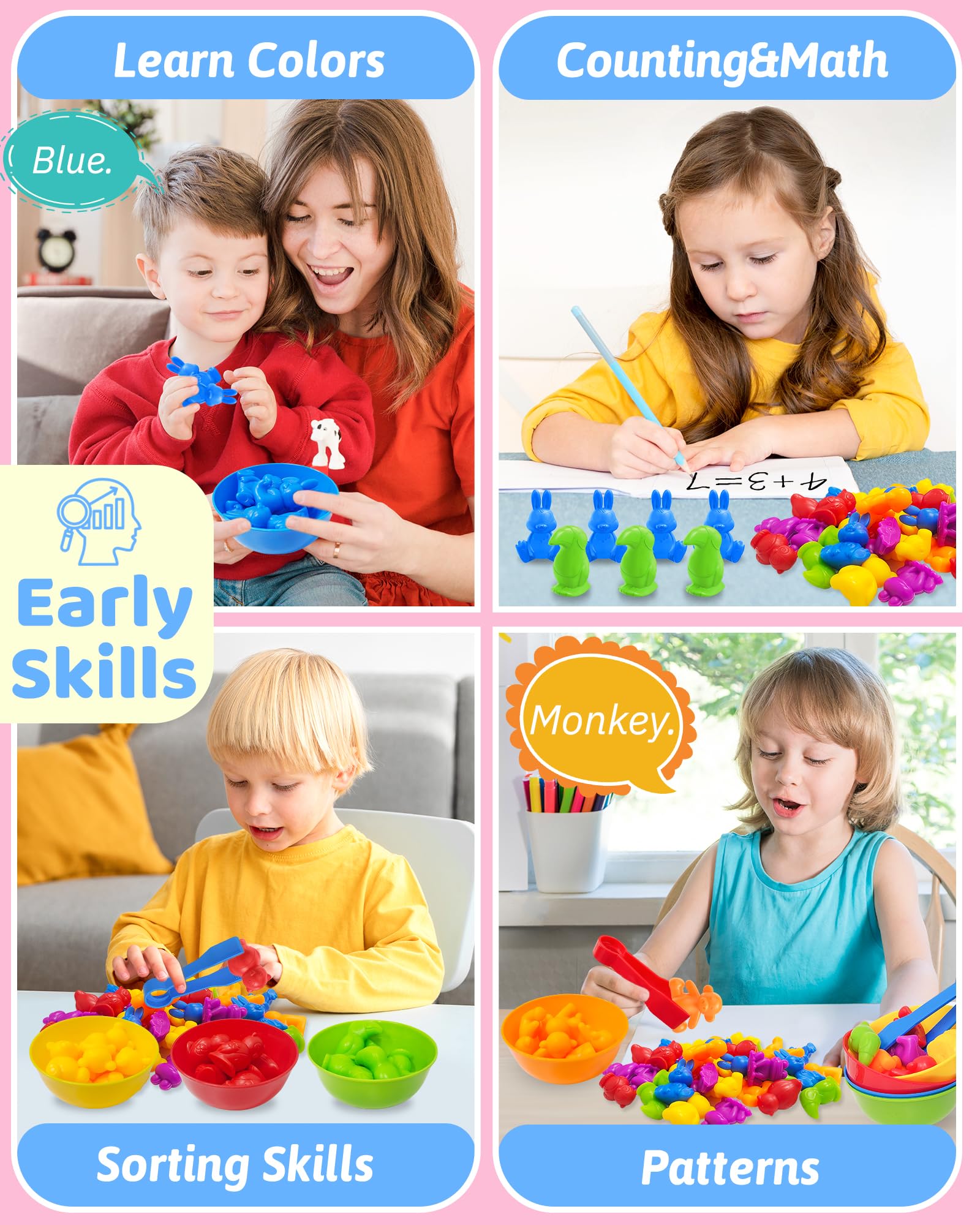 Oomloid tweezers promoting fine motor skills during counting.