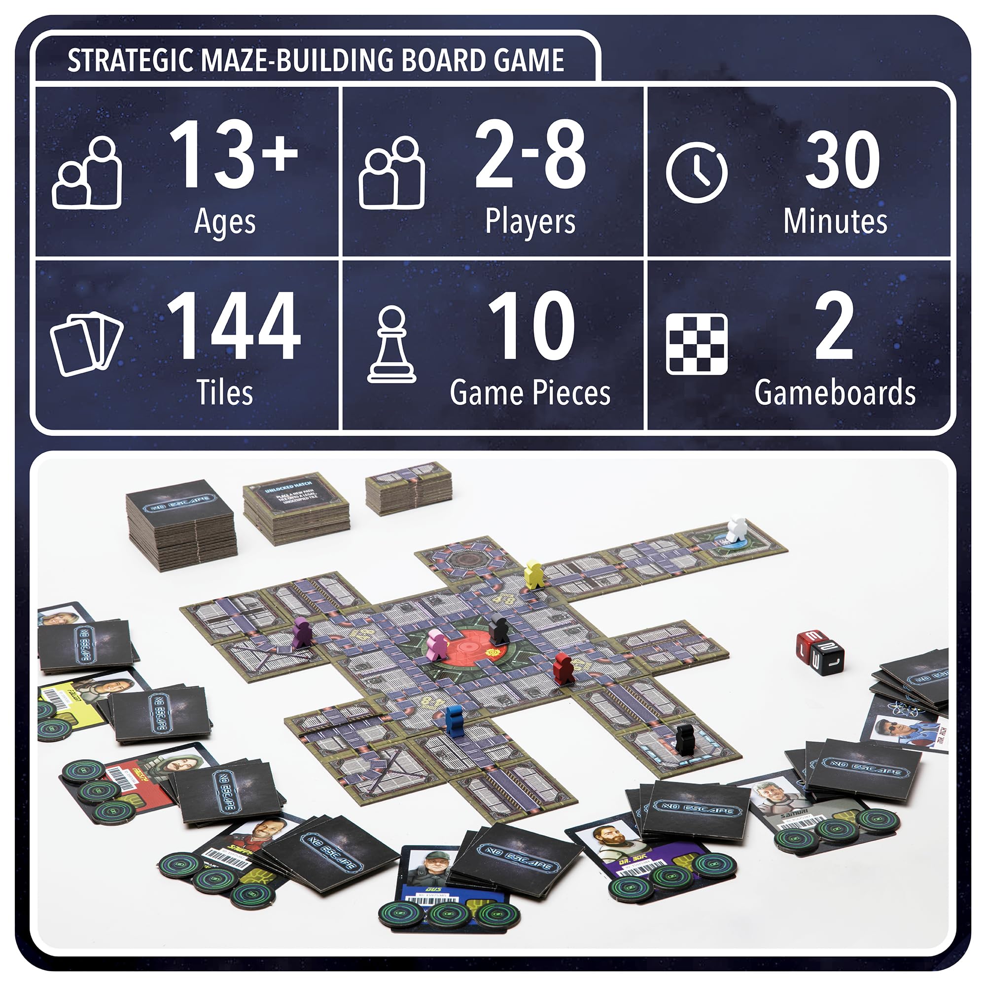 OOMM Games No Escape space station board captures an immersive sci-fi setting