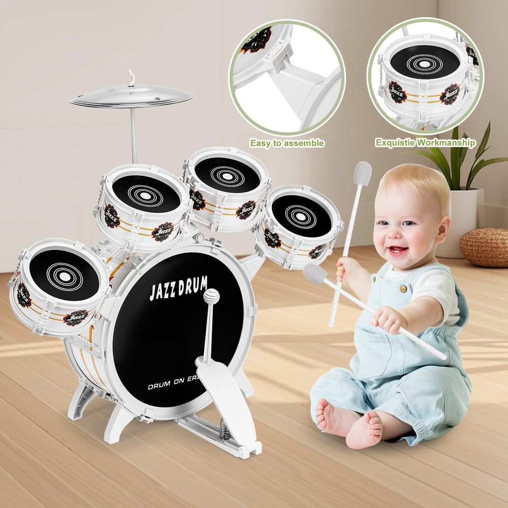 Height around 21 inches of the OoneWiser drum set for ages 1-5.