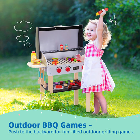 OOOK wooden barbecue toy food skewers for pretend grilling