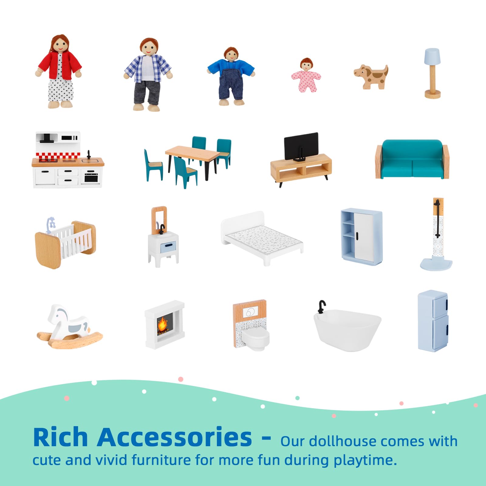 OOOK family dolls included to fuel family-centered stories and social play.