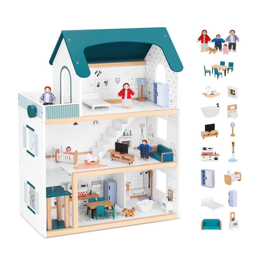OOOK wooden dollhouse elevator ready for imaginative play and smooth level changes.