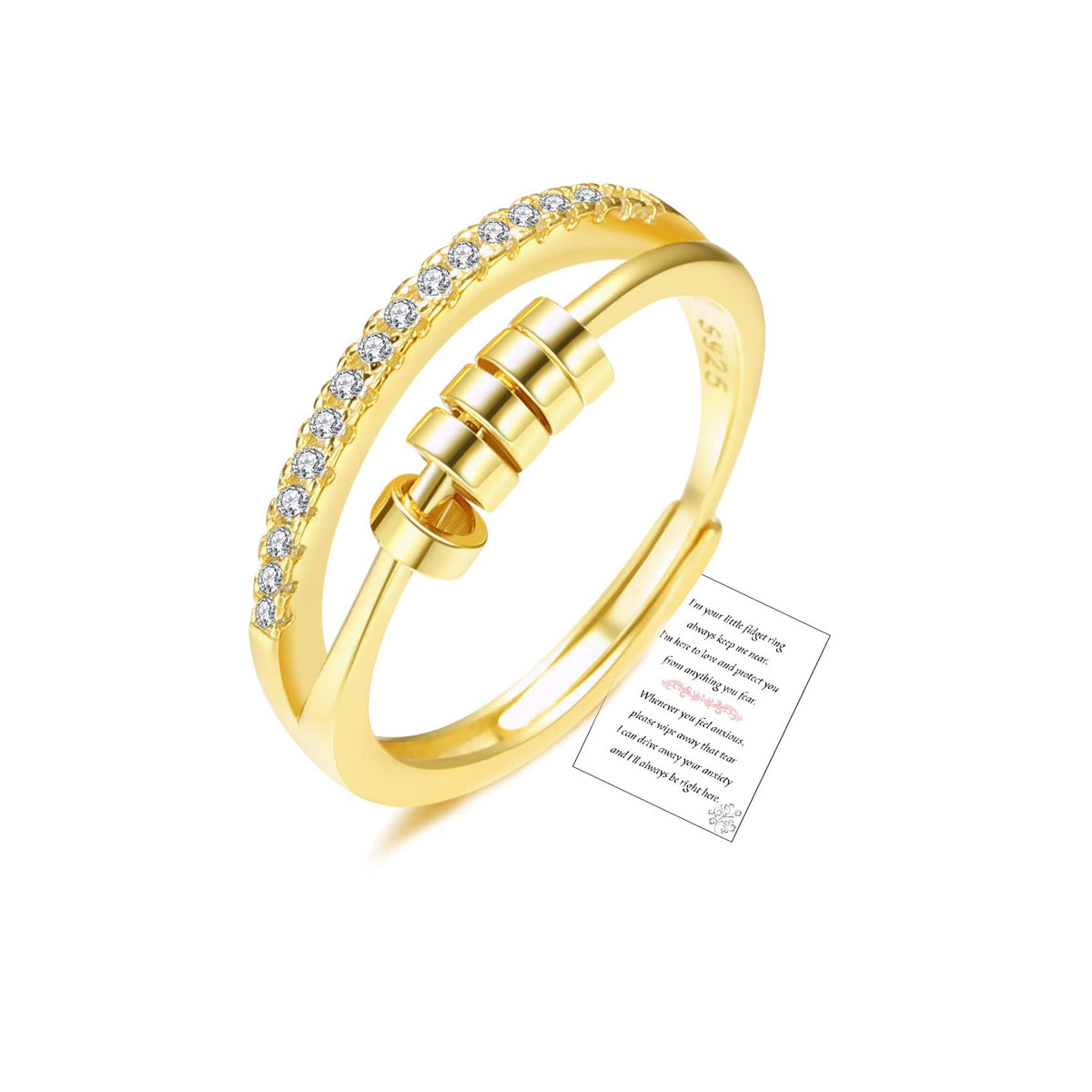 OOOPEL sterling silver anxiety ring in a box, ideal for gifting and daily wear.