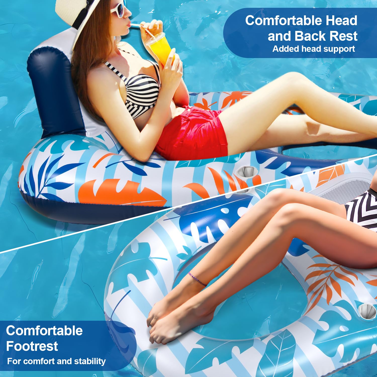Ooopsiun inflatable pool float with mesh interior ideal for partial submersion.