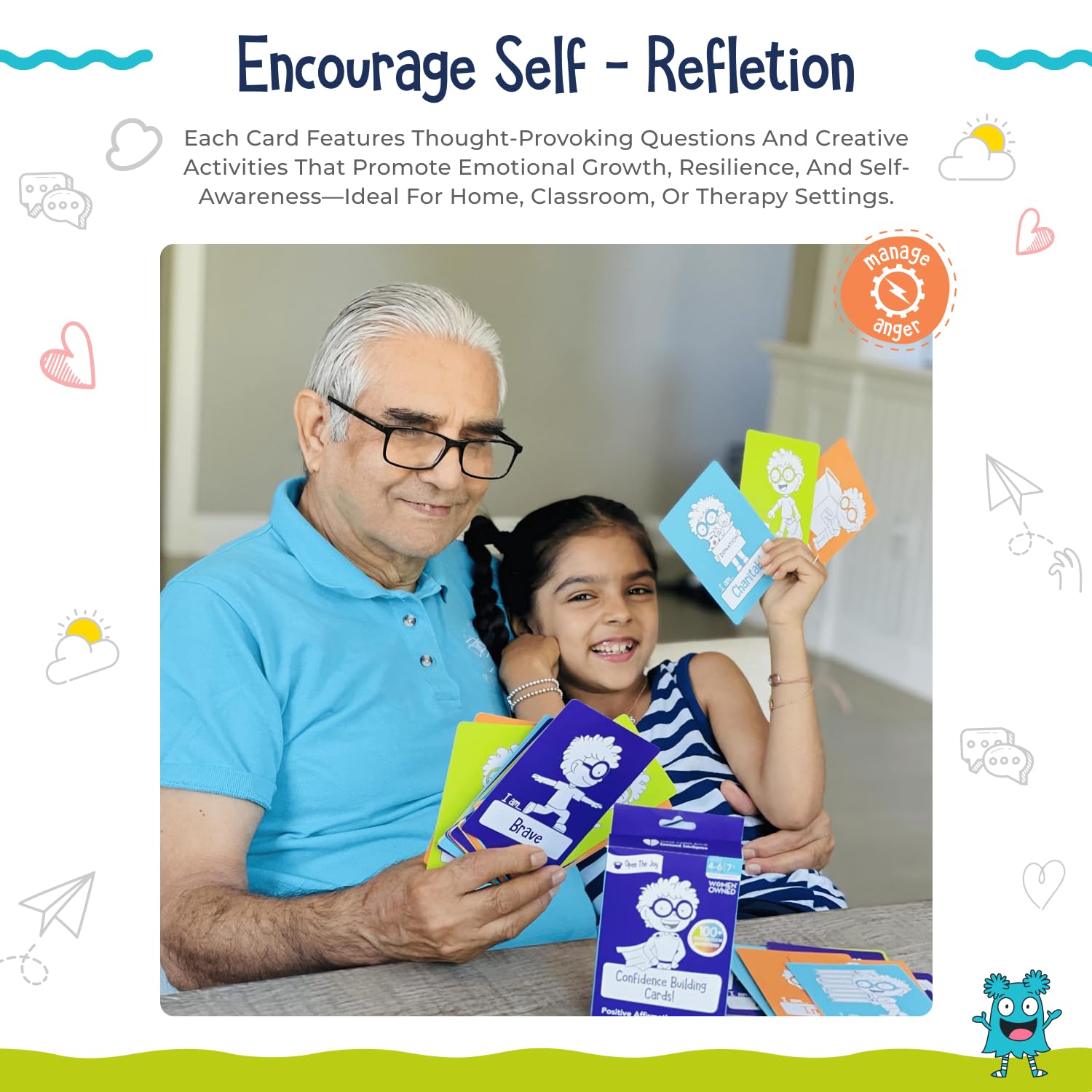 Open The Joy Confidence Cards—child selecting a card to build self-esteem and focus