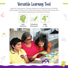 Open The Joy kids discussion scene with prompts encouraging active listening and sharing.