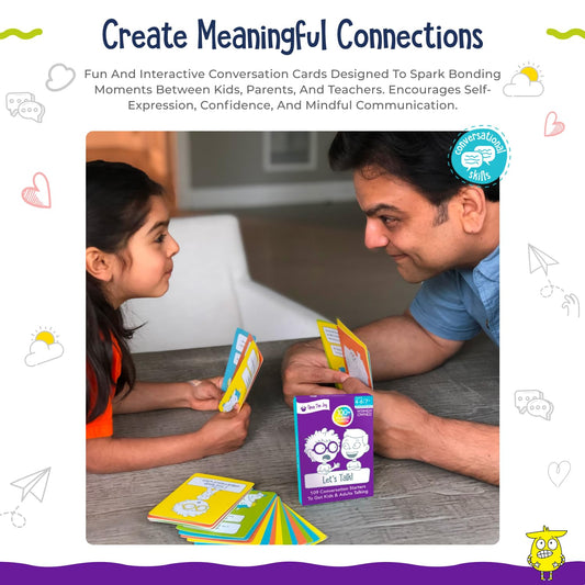 Open The Joy conversation cards spread showing double-sided prompts for storytelling.