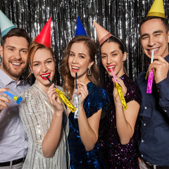 Openfly multicolored fringed noise makers add vibrant color to parties and gatherings.
