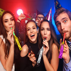 Openfly tassel noisemakers provide lightweight, reusable party accents.