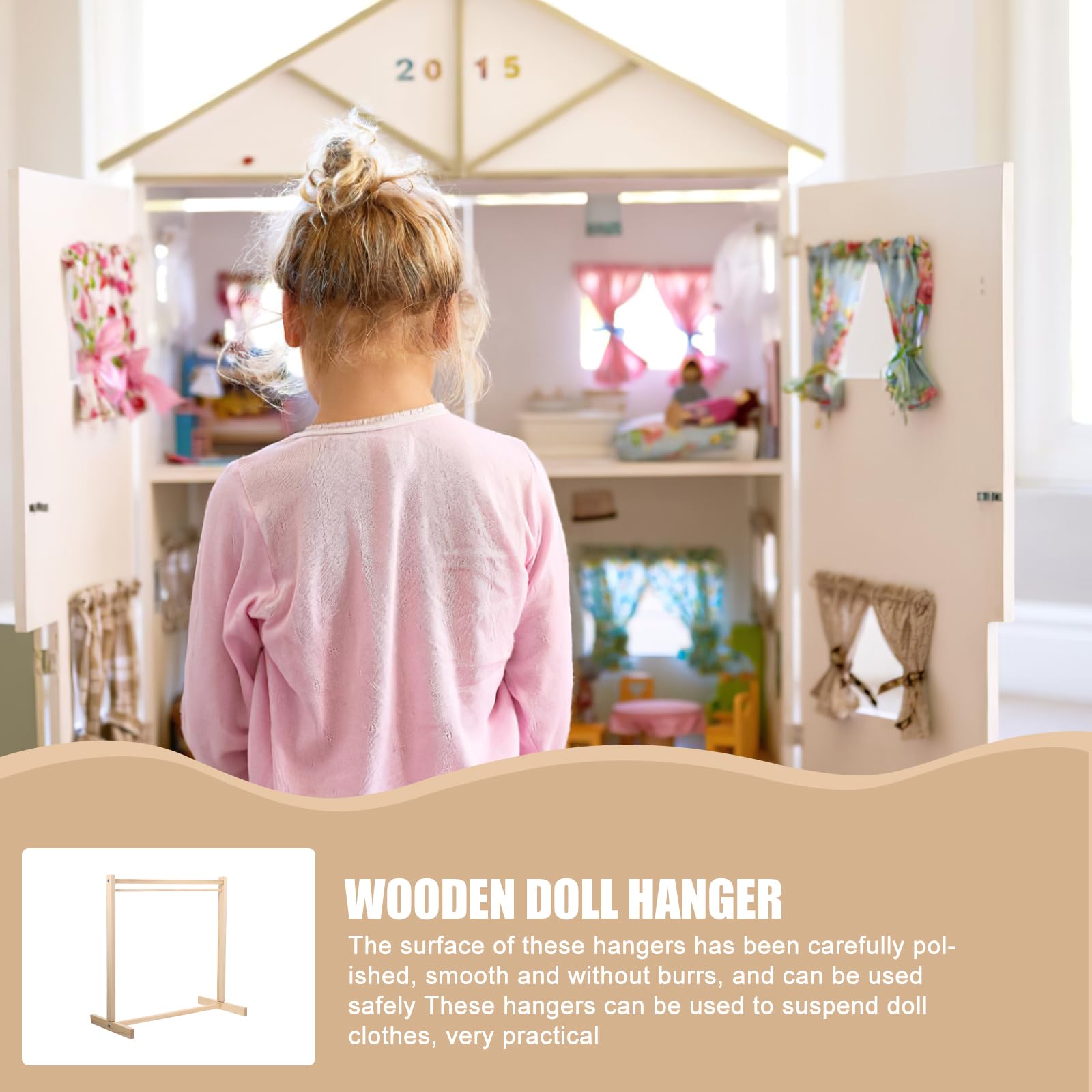 Operitacx wood doll clothing rack miniature keeps doll wardrobe tidy