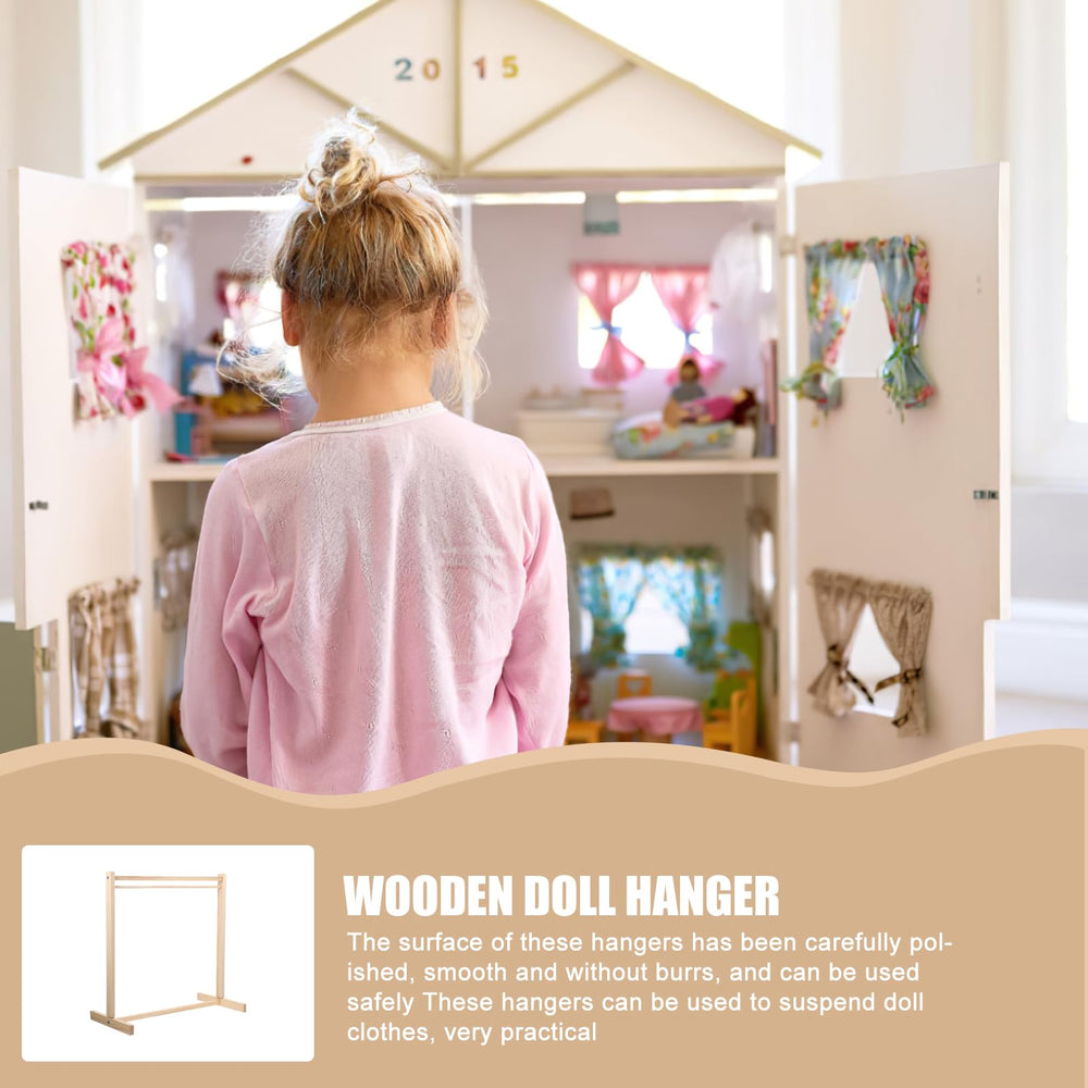 Operitacx wood doll clothing rack miniature keeps doll wardrobe tidy