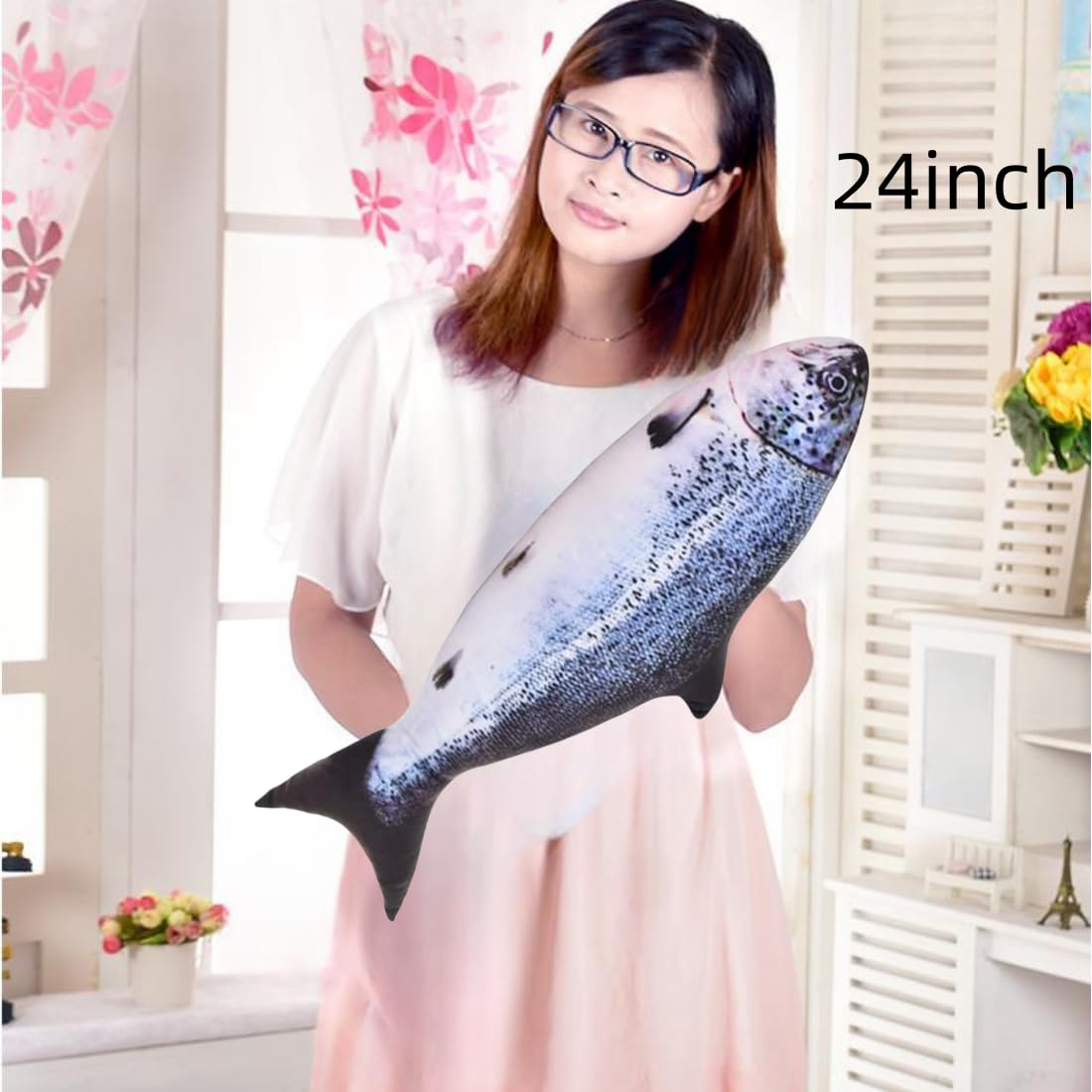 OPHRBU soft short-wool fabric fish cushion offers comfortable lounging.