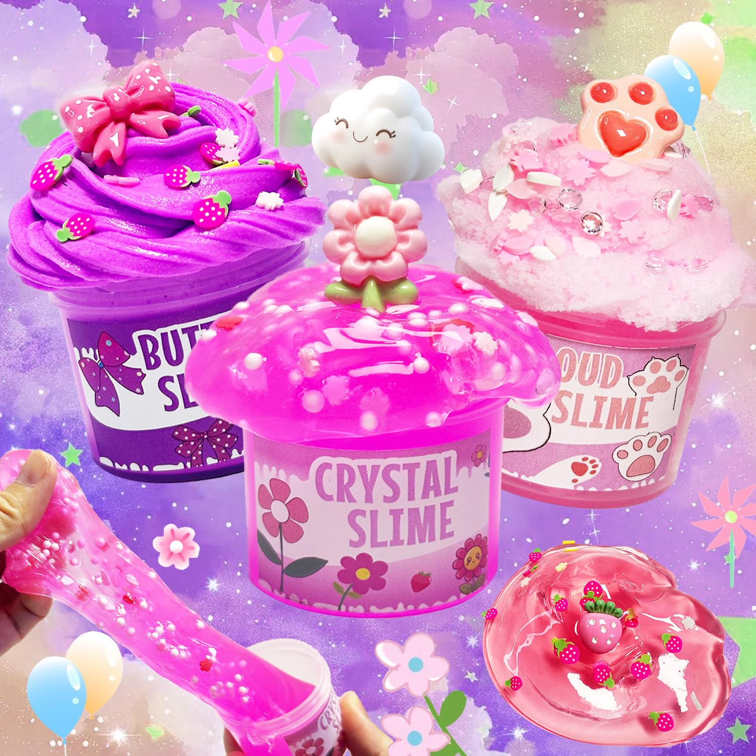 OPLDYRK pink non-sticky slime kit - stays clean during play