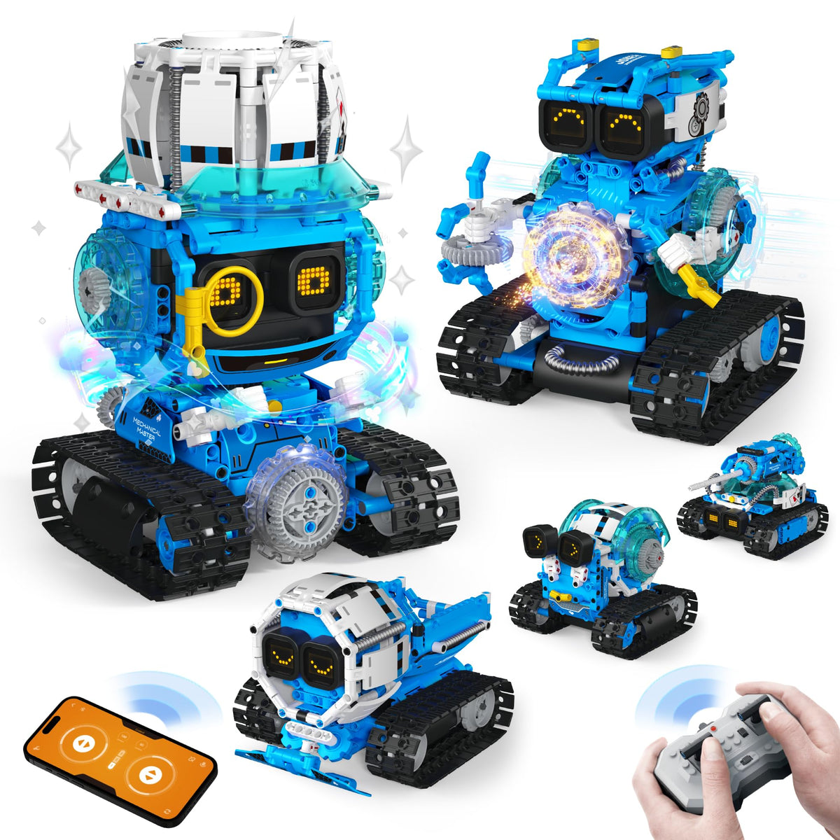 Opmind 5-in-1 robot assembly parts guiding young builders through hands-on STEM play
