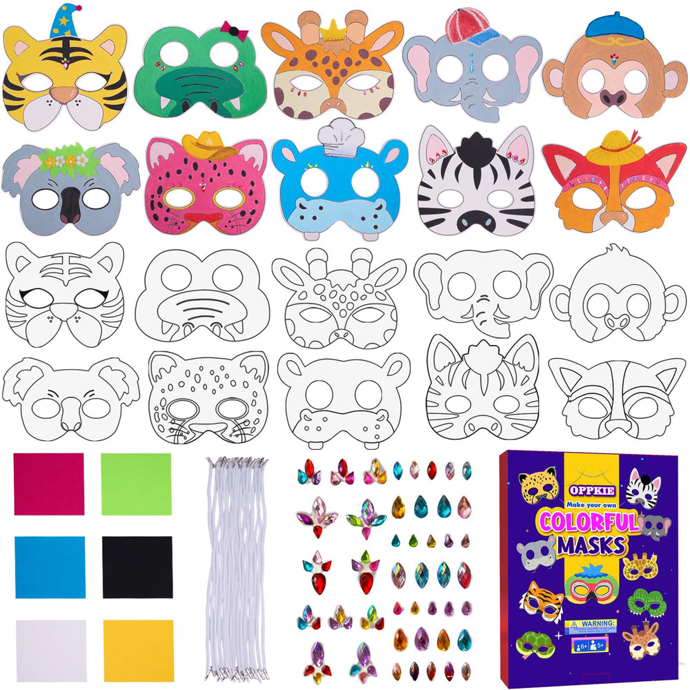 OPPKIE fox mask with gem stickers for creative dress-up fun
