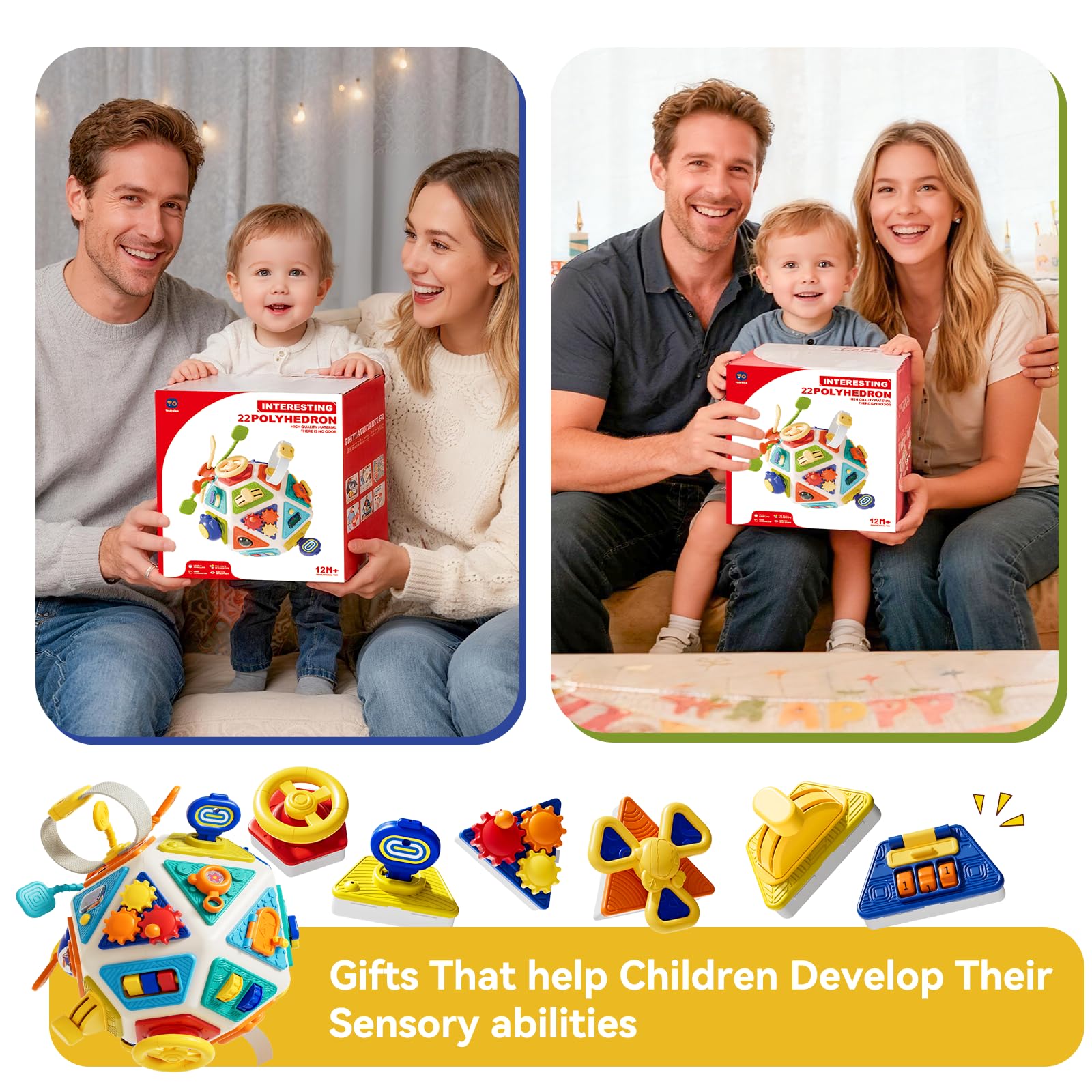 Oppvoci Busy Board rounded corners ensure safe, comfortable play.