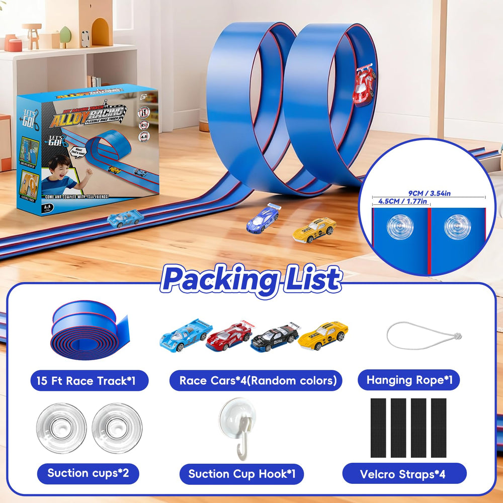 Oppvoci four included cars racing on a compact, action-filled layout.