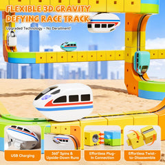 Oppvoci train with built-in lights enhances engaging play sessions.