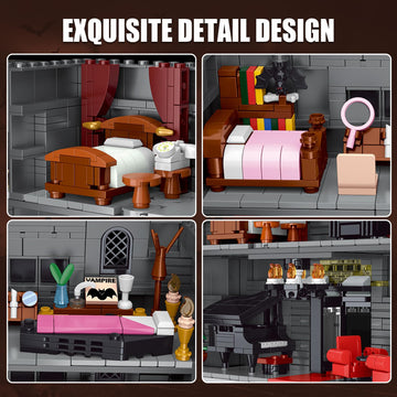 OQMI Haunted House bedroom one features cozy setup for storytelling moments.