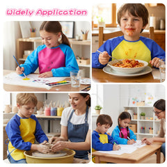 Oqqlin kids art smocks protect clothes during messy coloring and crafts.