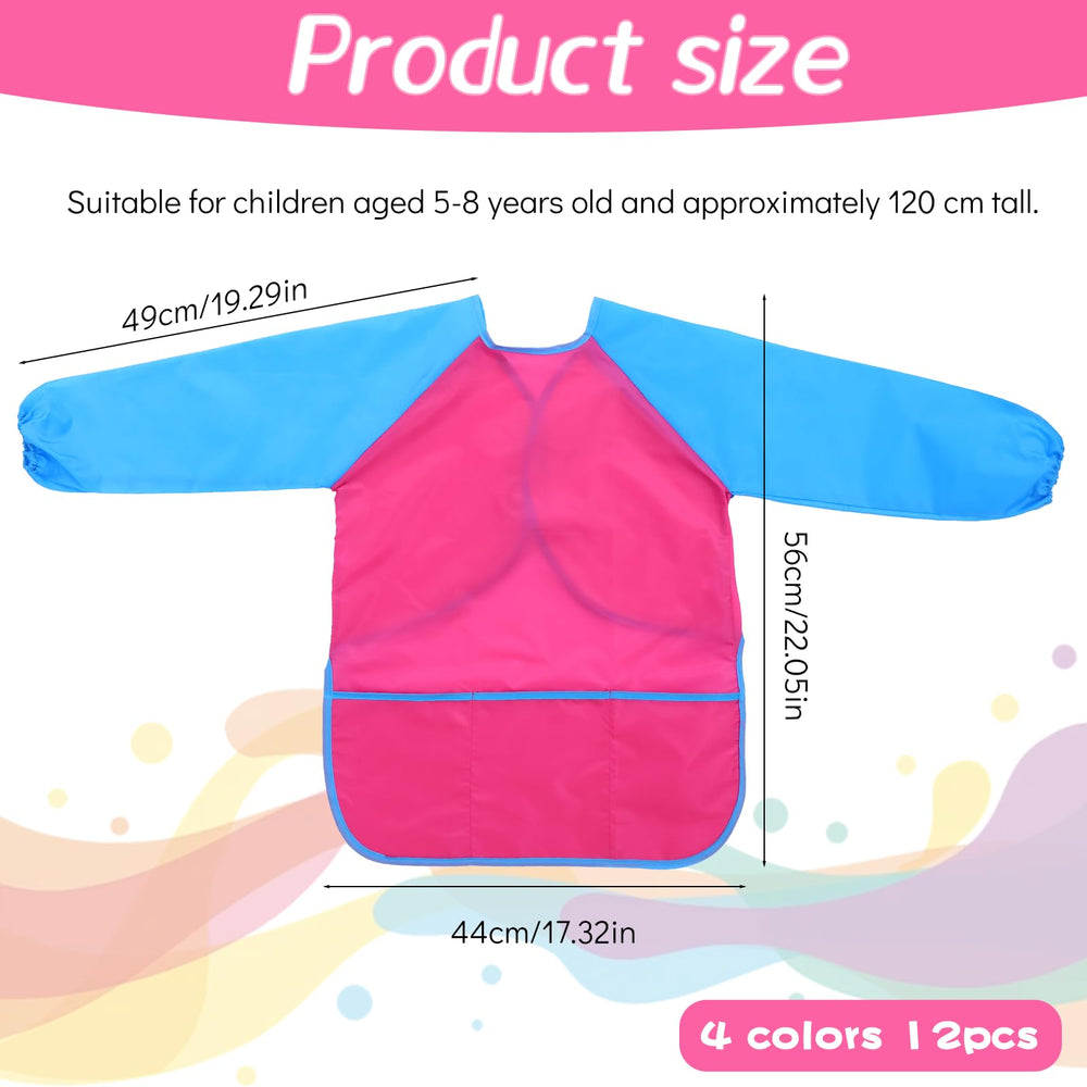 Oqqlin waterproof toddler art smock with long sleeves for spills and splatters.