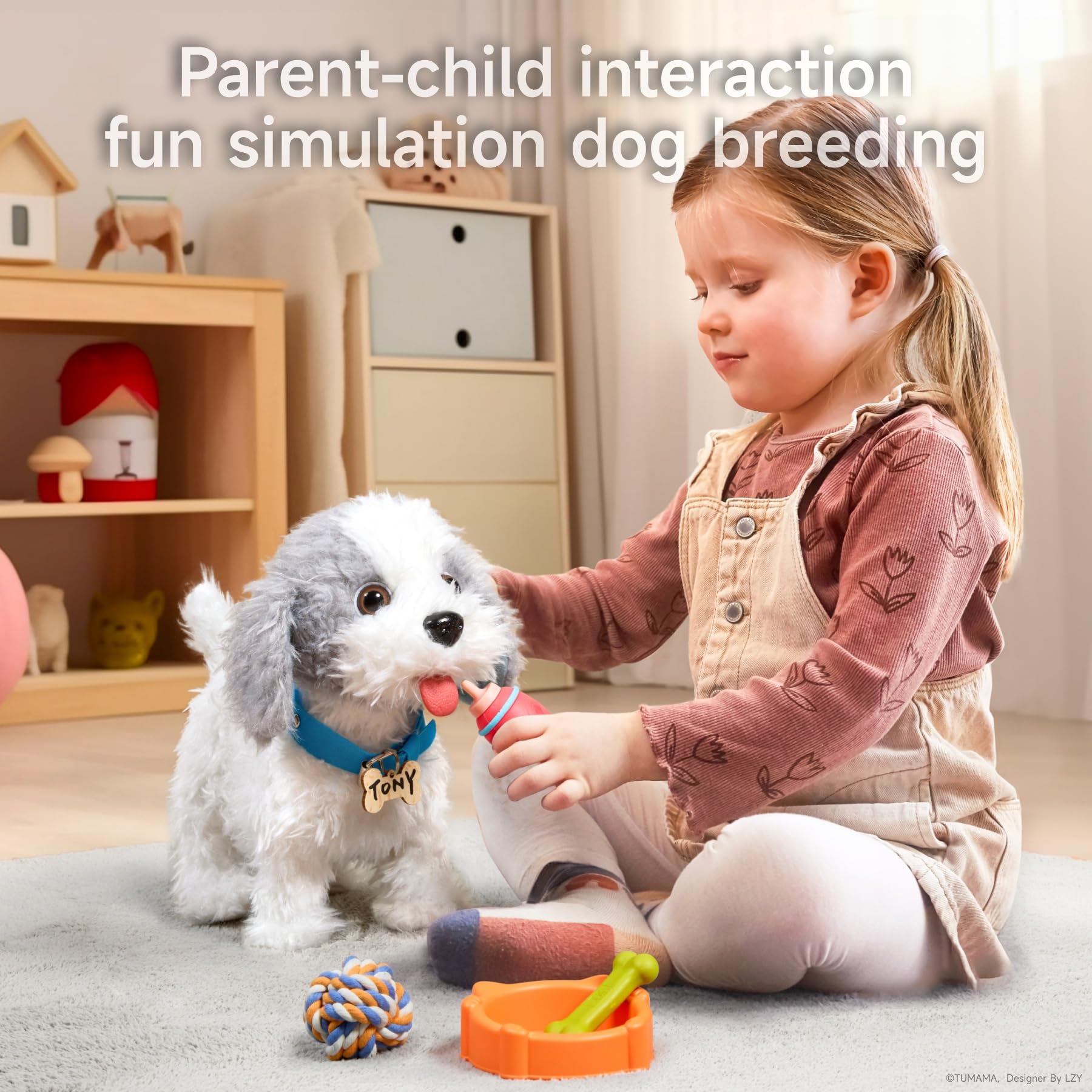 OR OR TU dog collar and name tag for realistic dress-up play.