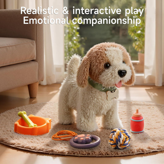 OR OR TU plush interactive puppy close-up highlights soft fur and friendly expression