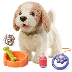 OR OR TU walking barking toy dog in action with remote leash for interactive play