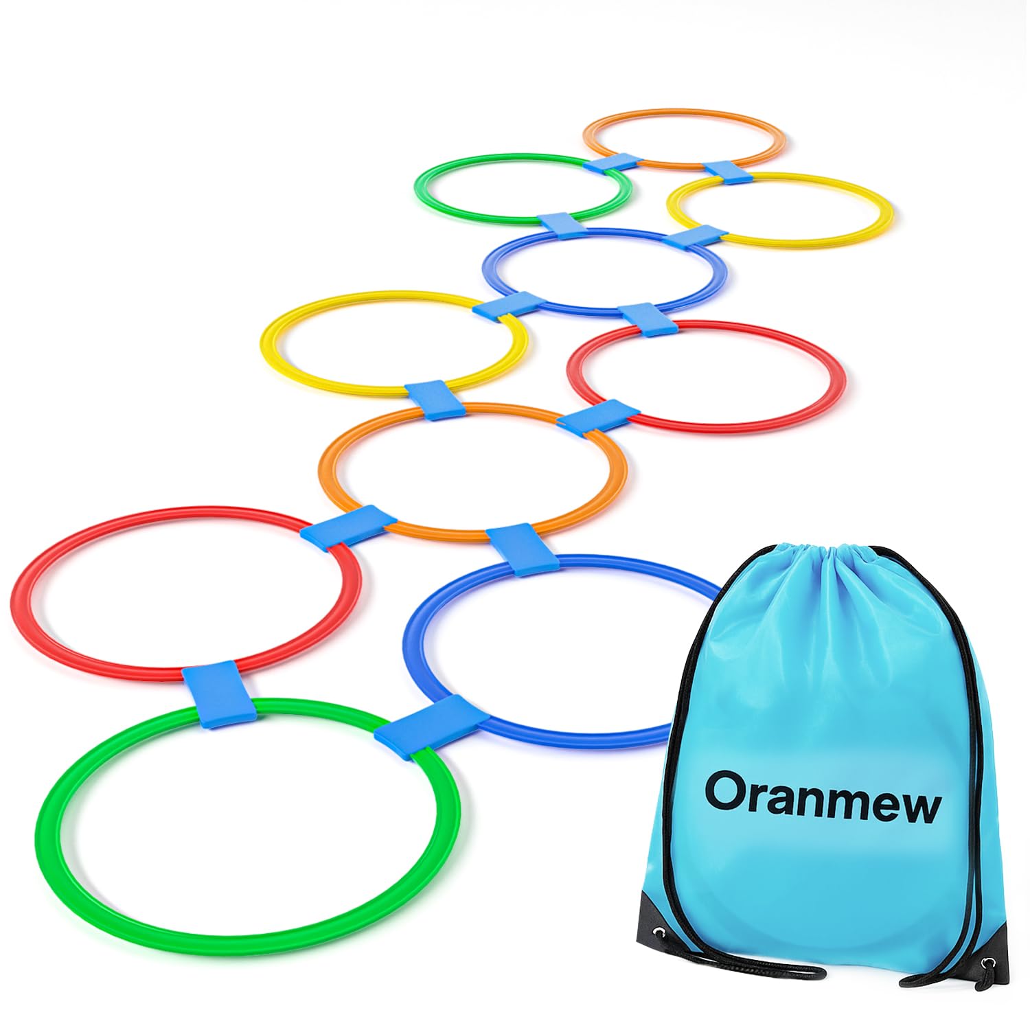 Oranmew hopscotch rings 11-inch for safe indoor or outdoor play, supporting balance.