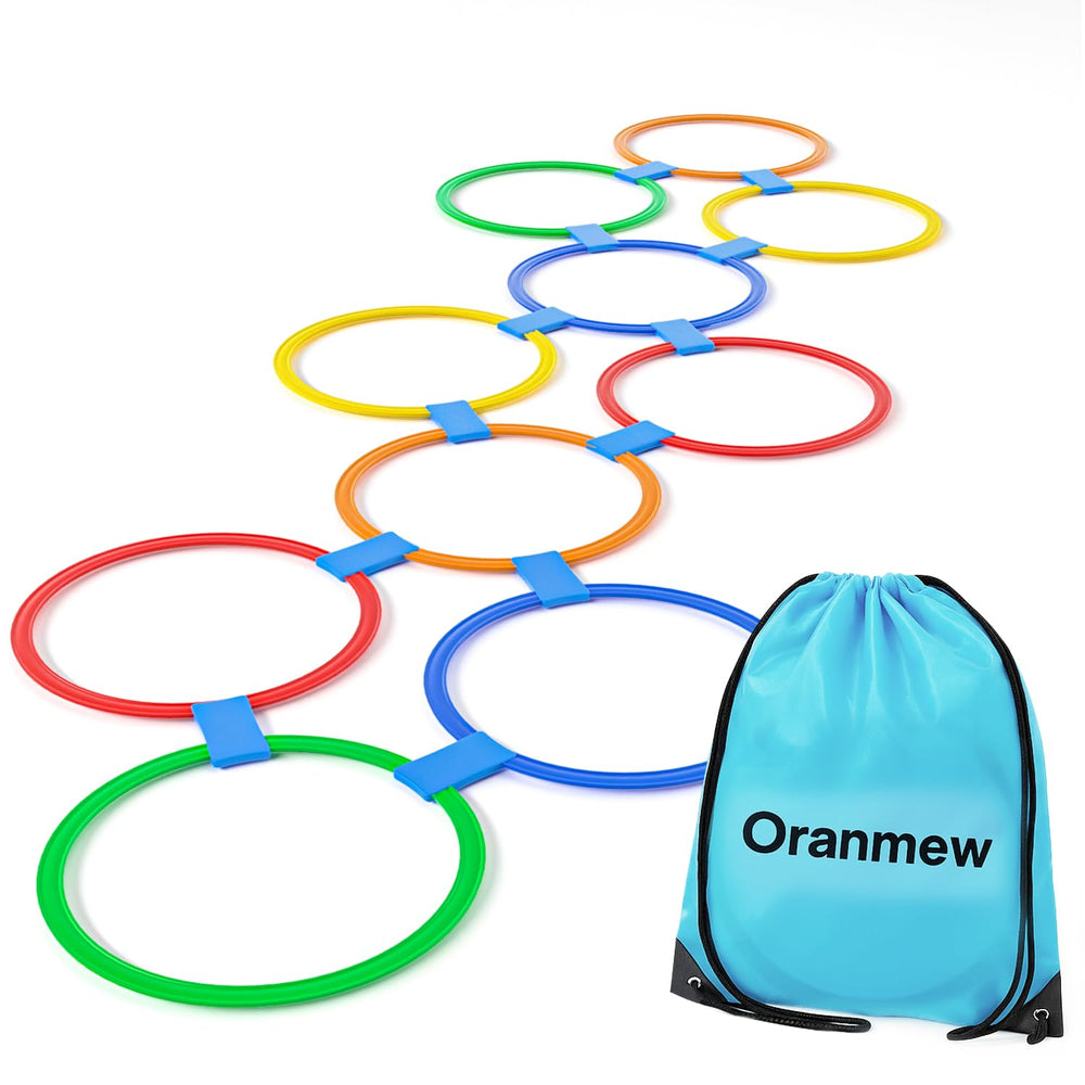 Oranmew hopscotch rings 11-inch for safe indoor or outdoor play, supporting balance.